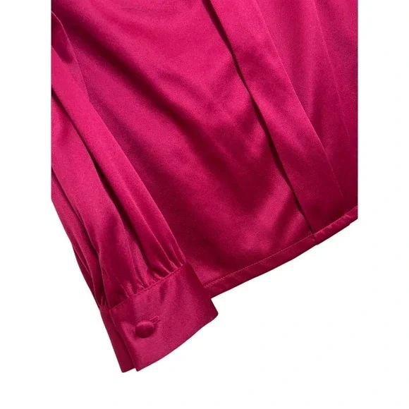 Heury Lee Vintage Berry Magenta Long Sleeve Blouson Top Size 12 Petite - Picture 2 of 4